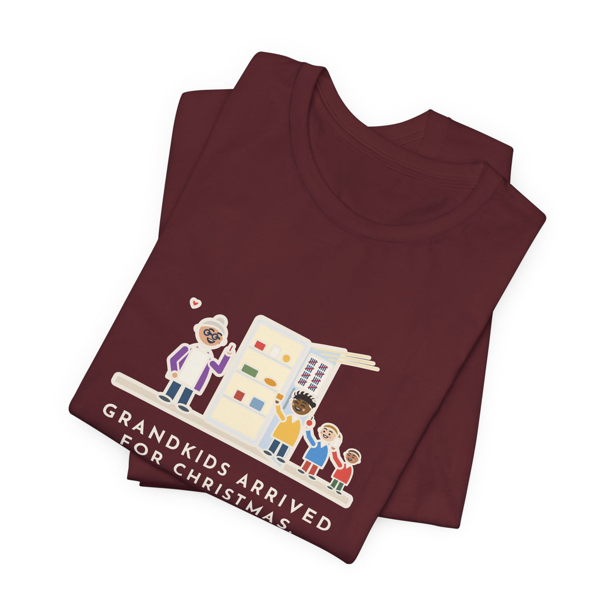 Funny Grandkids at Christmas T-Shirt, Arrived for the Holiday, The Fridge Door Opened Forty Times in the First Hour, Fridge Tally Tee