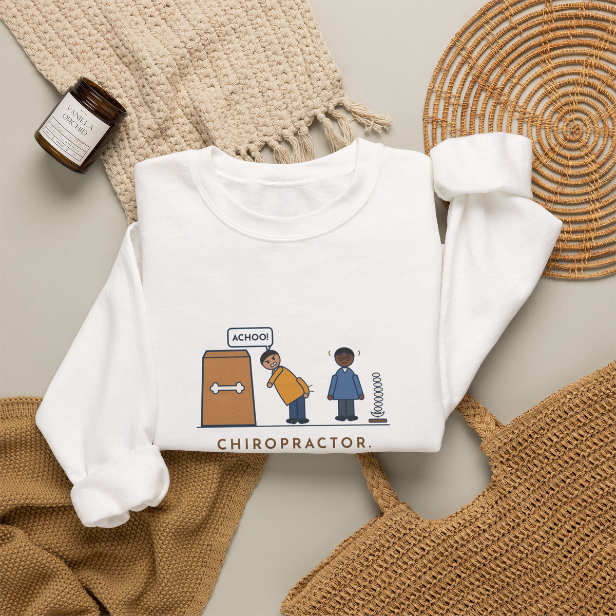 Chiropractor Sweatshirt, Asked What Happened, I Sneezed While Picking Up the Dog Food, Funny Office Visit Crewneck