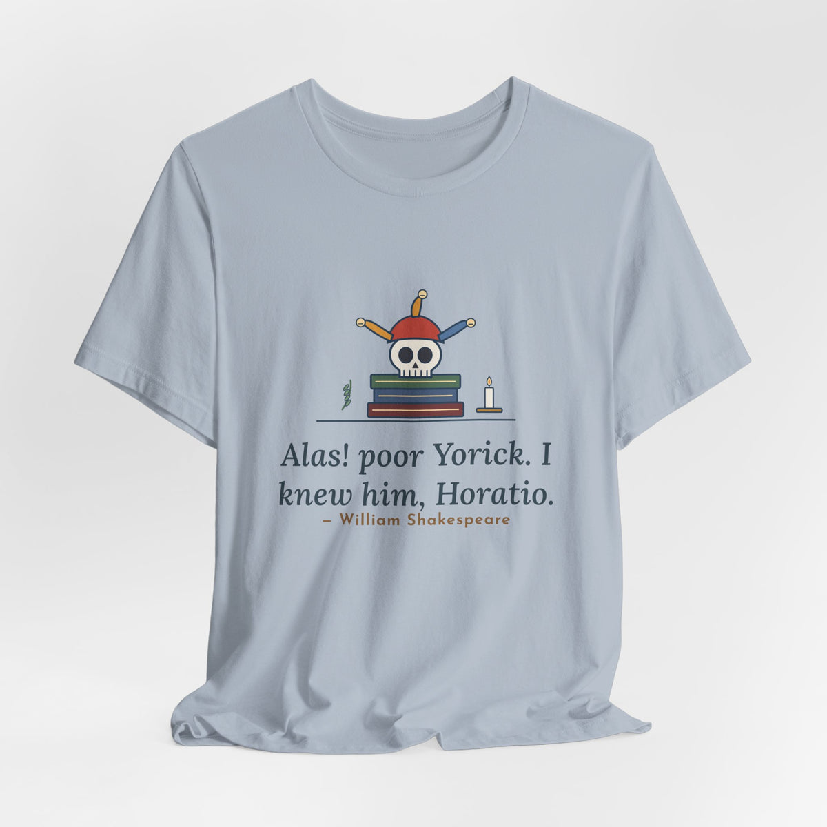 Shakespeare Quote T-Shirt, Alas, Poor Yorick, Gothic Jester Skull Tee