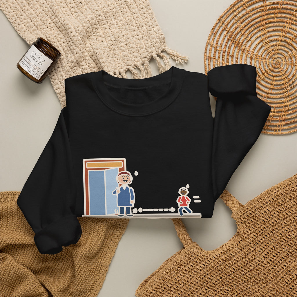Holding the Door Sweatshirt, For Someone Twenty Feet Away, We Both Jogged, Funny Shop Entrance Crewneck