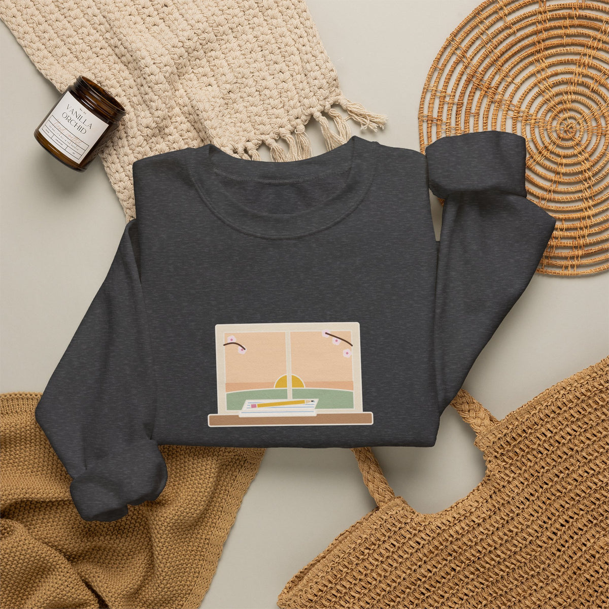 Tomorrow Is a New Day with No Mistakes in It Yet Sweatshirt, Encouragement Montgomery Quote Crewneck with Dawn Windowsill