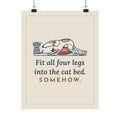Borzoi Poster - Fit All Four Legs Into the Cat Bed. Somehow. Sighthound Wall Art Print