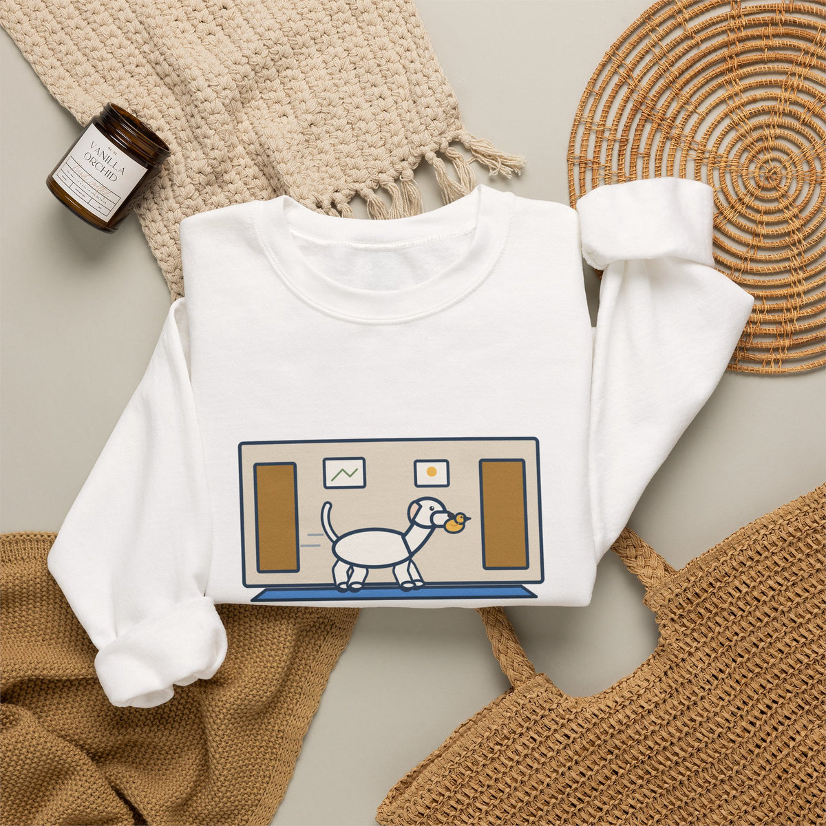 Dogo Argentino Sweatshirt, One Hundred Pounds, Carries His Stuffed Duck to Every Room, Funny Hallway Parade Crewneck