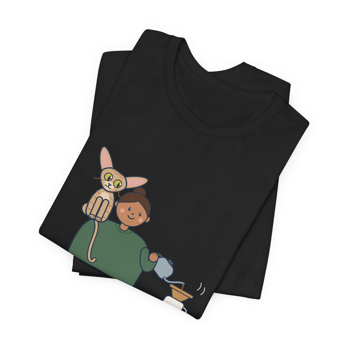 Devon Rex Cat T-Shirt - Rides on My Shoulder Like a Parrot Funny Shoulder Cat Tee
