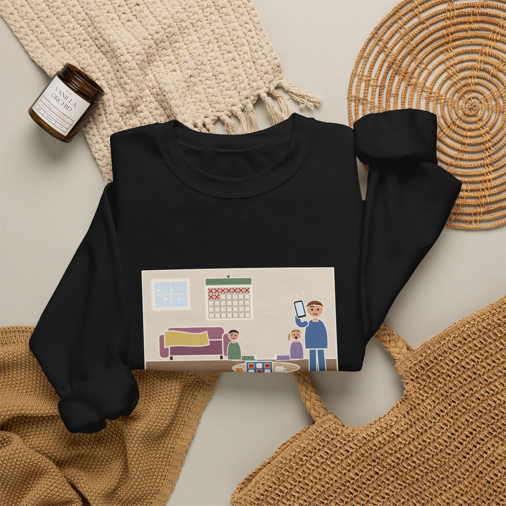 Winter Break Sweatshirt, Day Nine, The Kids Asked Which Day It Was, I Checked My Phone, Funny Pajama Living Room Crewneck