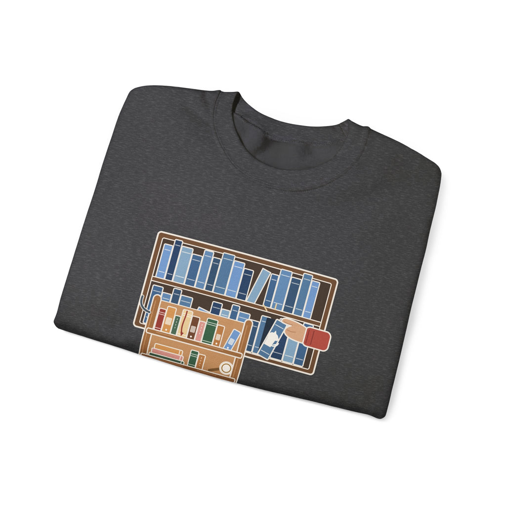 School Librarian Crewneck Sweatshirt - A Blue Book About a Dog. I'm On It.
