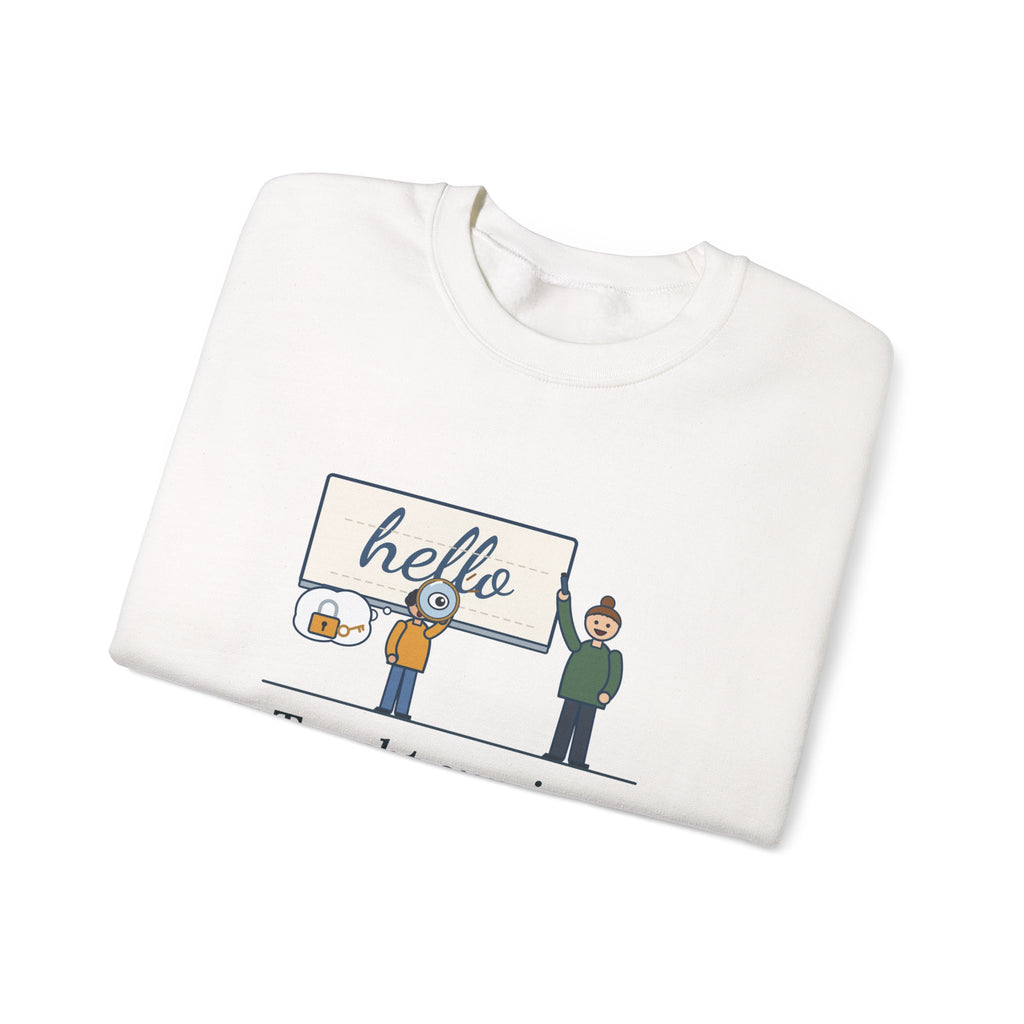 Cursive Handwriting Teacher Crewneck Sweatshirt - Secret Code Magnifying Glass Student