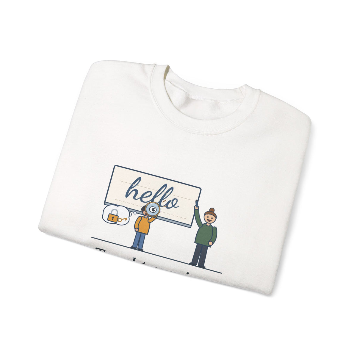 Cursive Handwriting Teacher Crewneck Sweatshirt - Secret Code Magnifying Glass Student