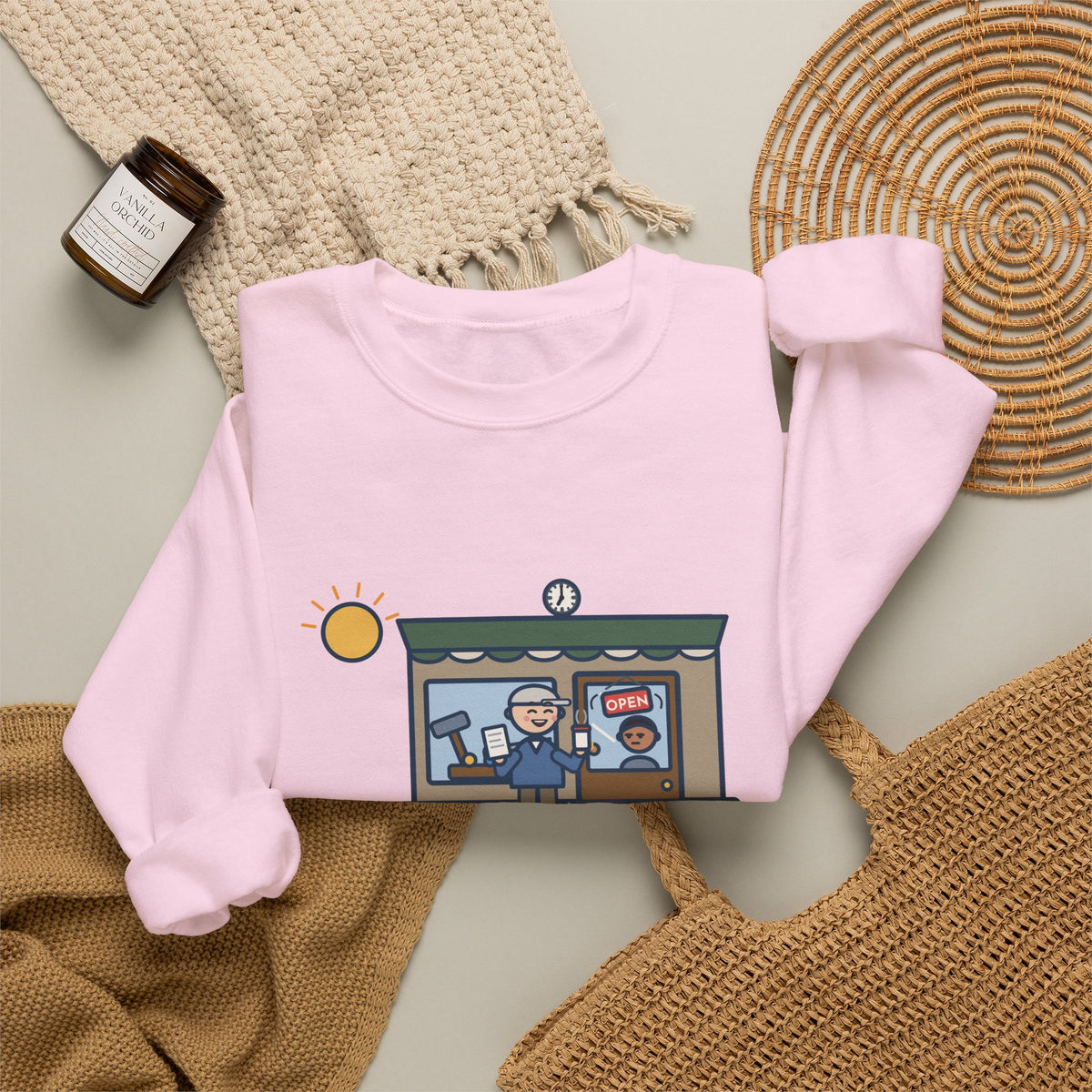 Retired, Still Up at 5:30 Sweatshirt, Funny Retired Crewneck with Hardware Store Dawn