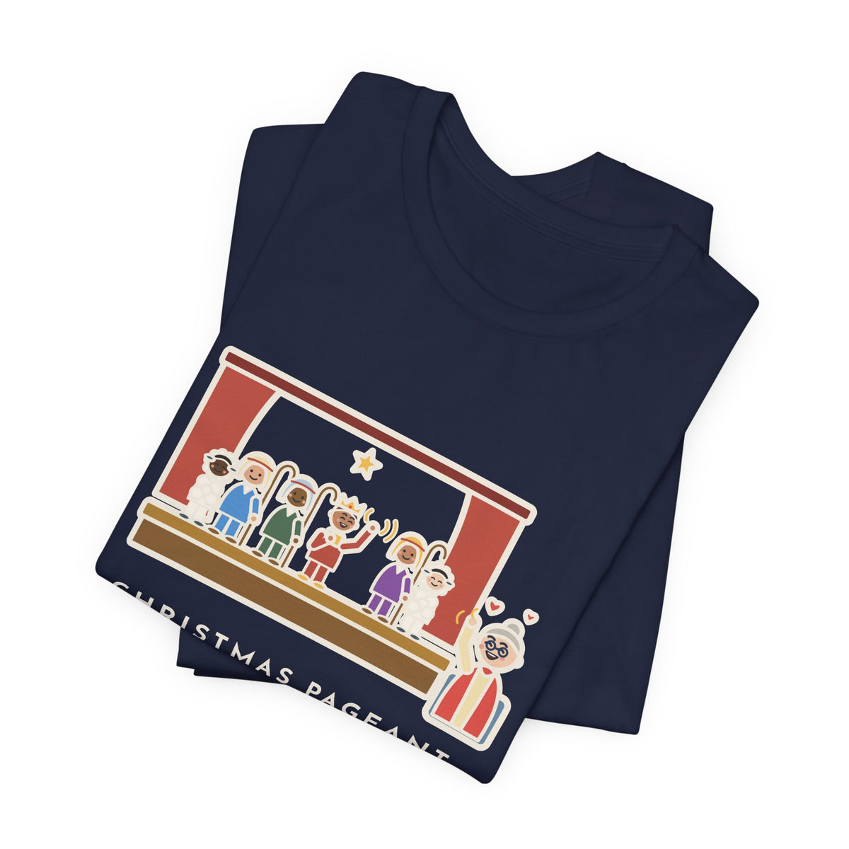 Funny Christmas Pageant T-Shirt, Three Shepherds, Two Sheep, One Wise Man Who Waved at Grandma the Whole Time, Pageant Stage Tee
