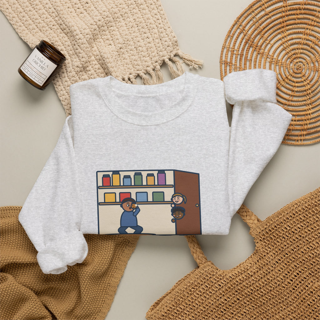 Parent Sweatshirt, Hid in the Pantry with a Cookie, Found by Two Kids in Under a Minute, Funny Pantry Hideout Crewneck