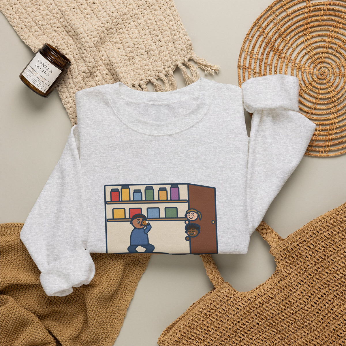 Parent Sweatshirt, Hid in the Pantry with a Cookie, Found by Two Kids in Under a Minute, Funny Pantry Hideout Crewneck