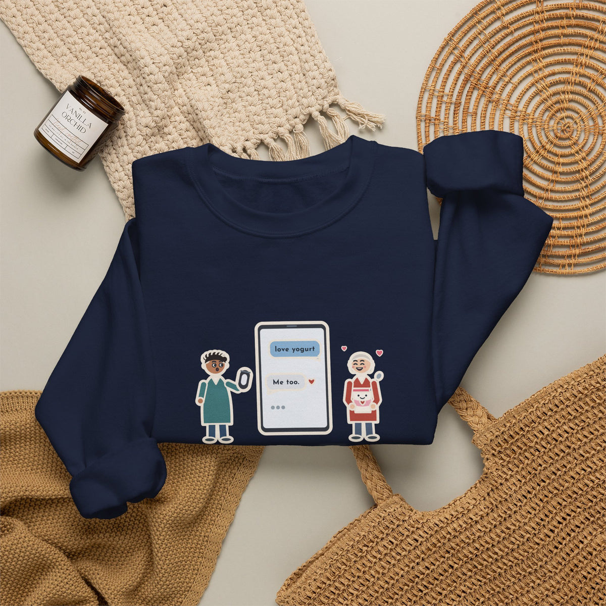 Texting Mom Sweatshirt, Autocorrect Sent Love Yogurt, She Replied Me Too, Funny Yogurt Hug Crewneck