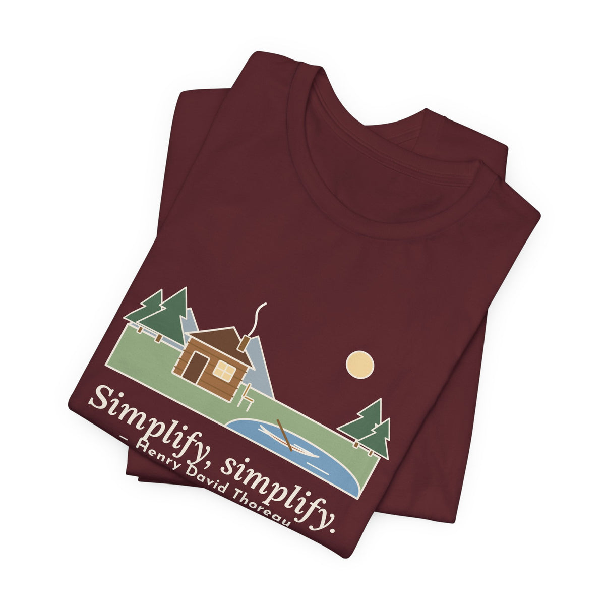 Thoreau Nature Quote T-Shirt, Simplify, Simplify, Minimalist One-Room Cabin Tee