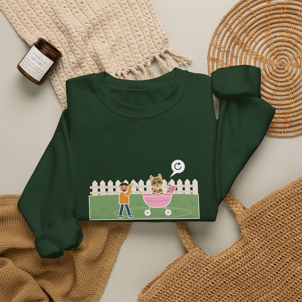 Australian Mist Cat Crewneck Sweatshirt - Rode Around the Yard in the Doll Stroller