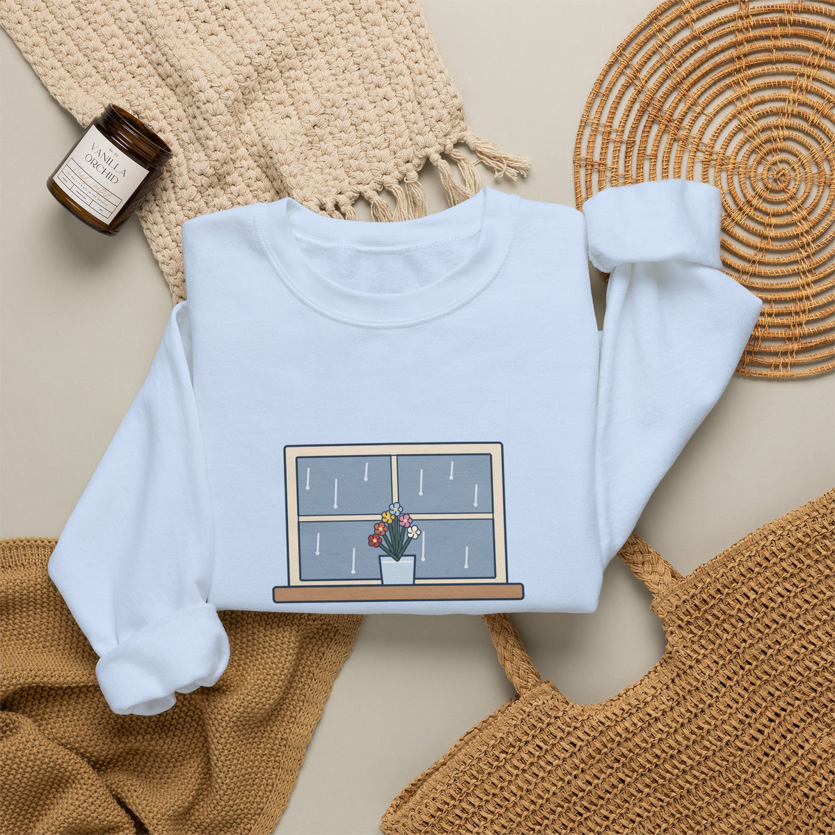 How Ardently I Admire and Love You Sweatshirt, Romance Jane Austen Quote Crewneck with Rainy Window