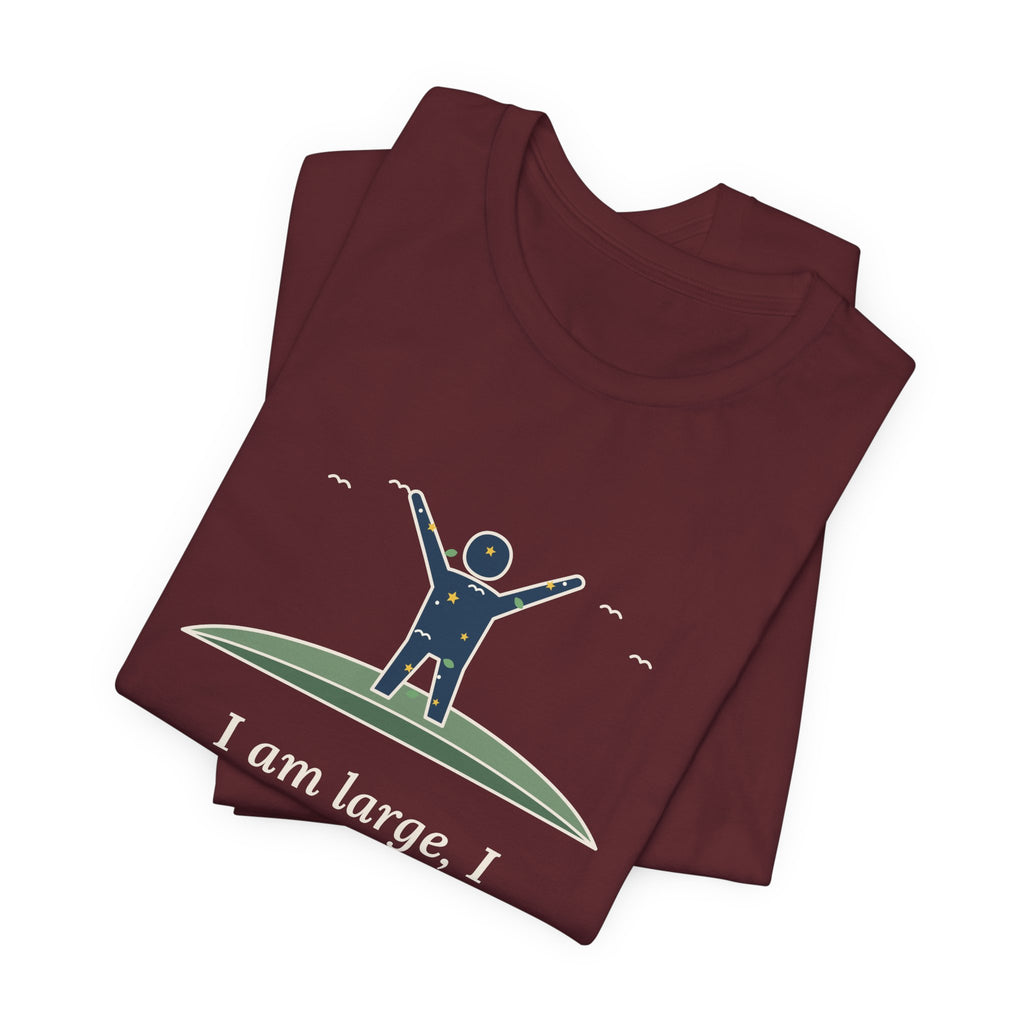 Walt Whitman Quote T-Shirt, I Am Large, I Contain Multitudes, Literary Starry Figure Tee