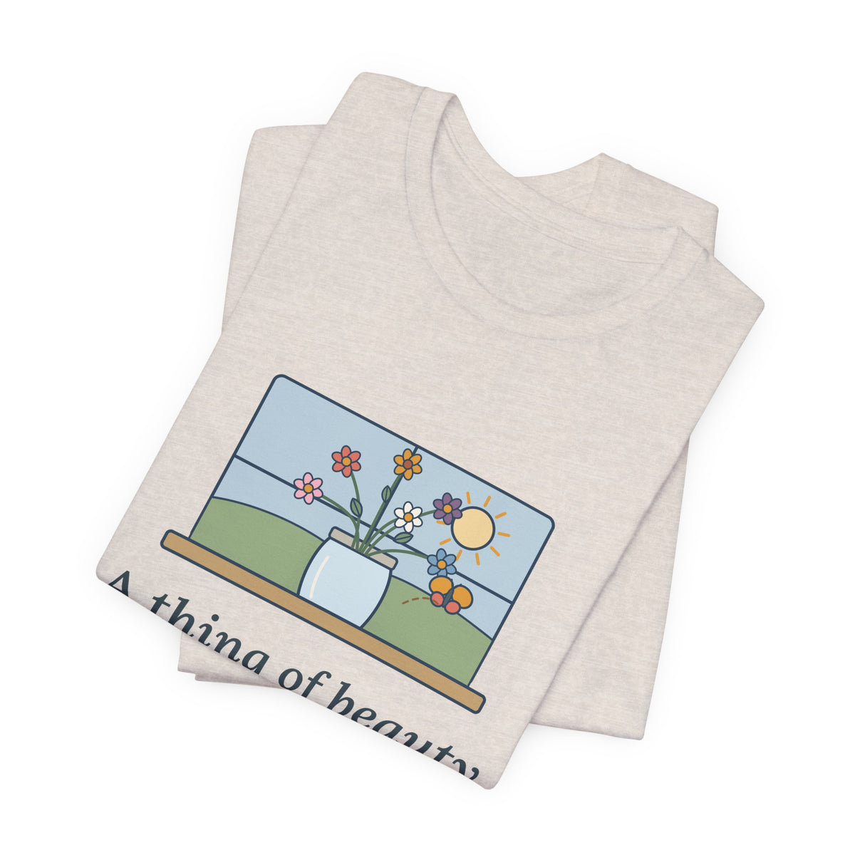 John Keats Quote T-Shirt, A Thing of Beauty Is a Joy Forever, Nature Wildflower Jar Tee