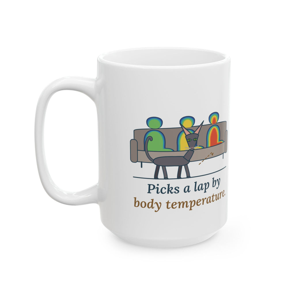 Large 15oz Oriental Shorthair Mug - Picks a Lap by Body Temperature