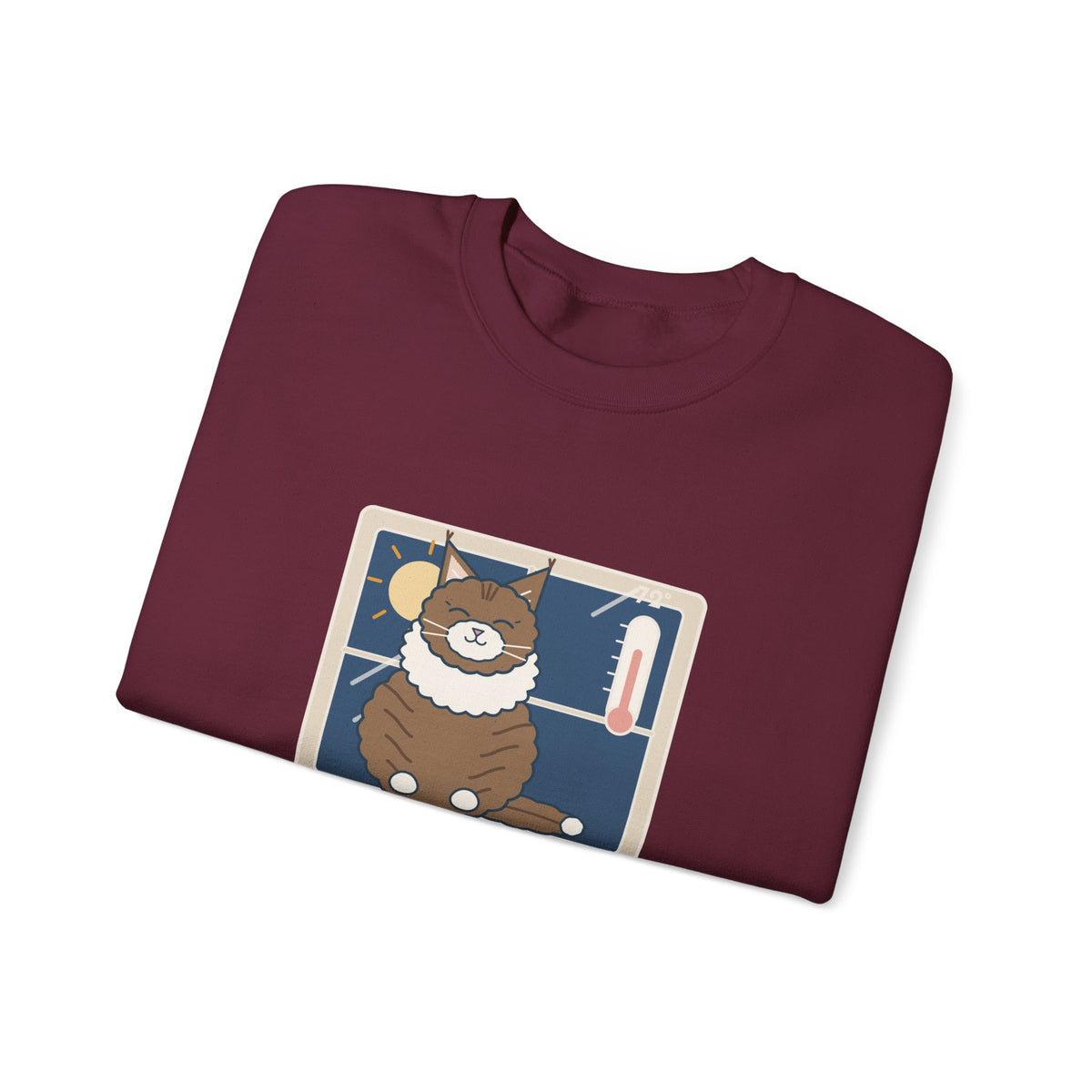 Norwegian Forest Cat Crewneck Sweatshirt - Wears a Winter Coat to the Windowsill