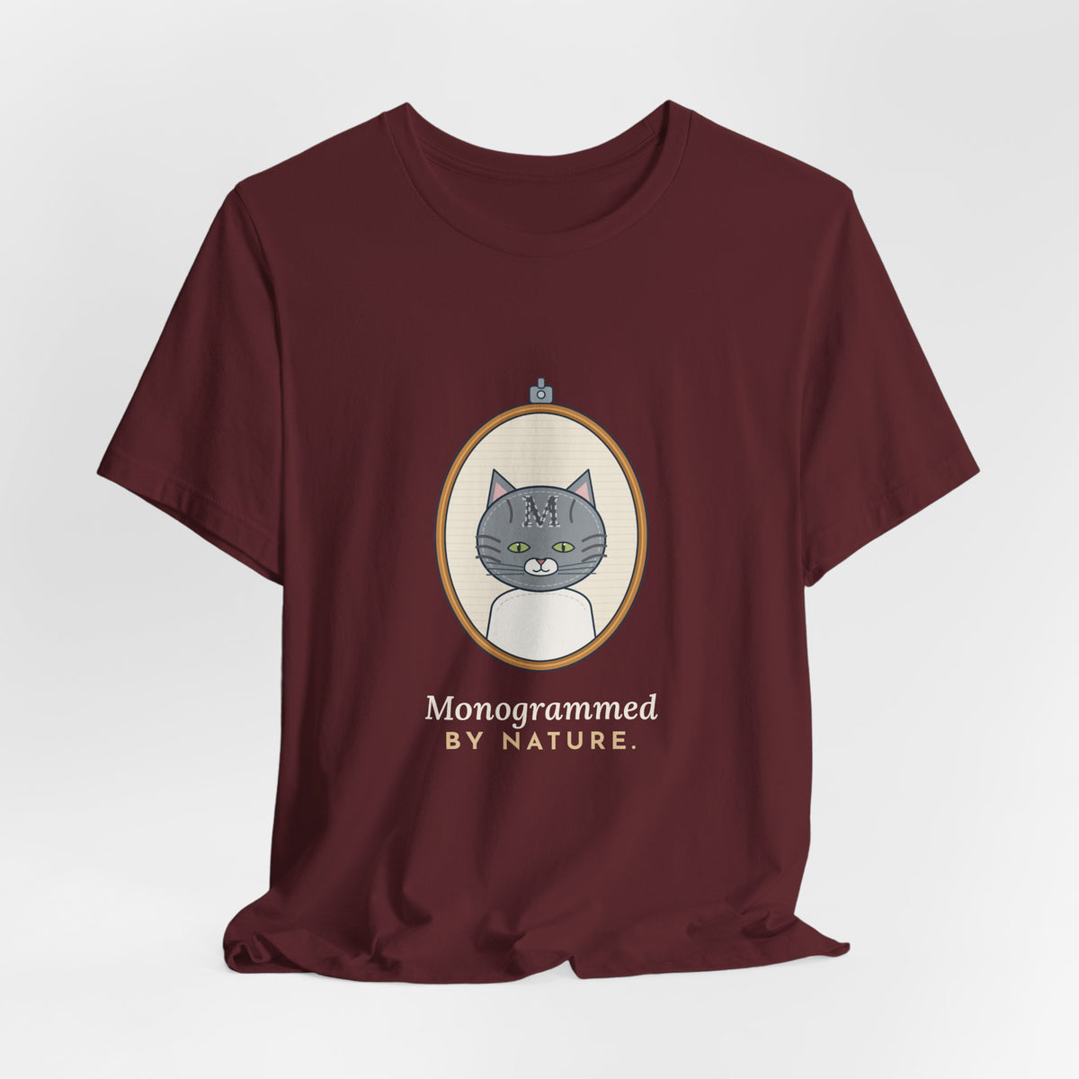 Gray Tabby Cat T-Shirt - Forehead M Initial, Nature's Own Letter Tabby Cat Lover Tee