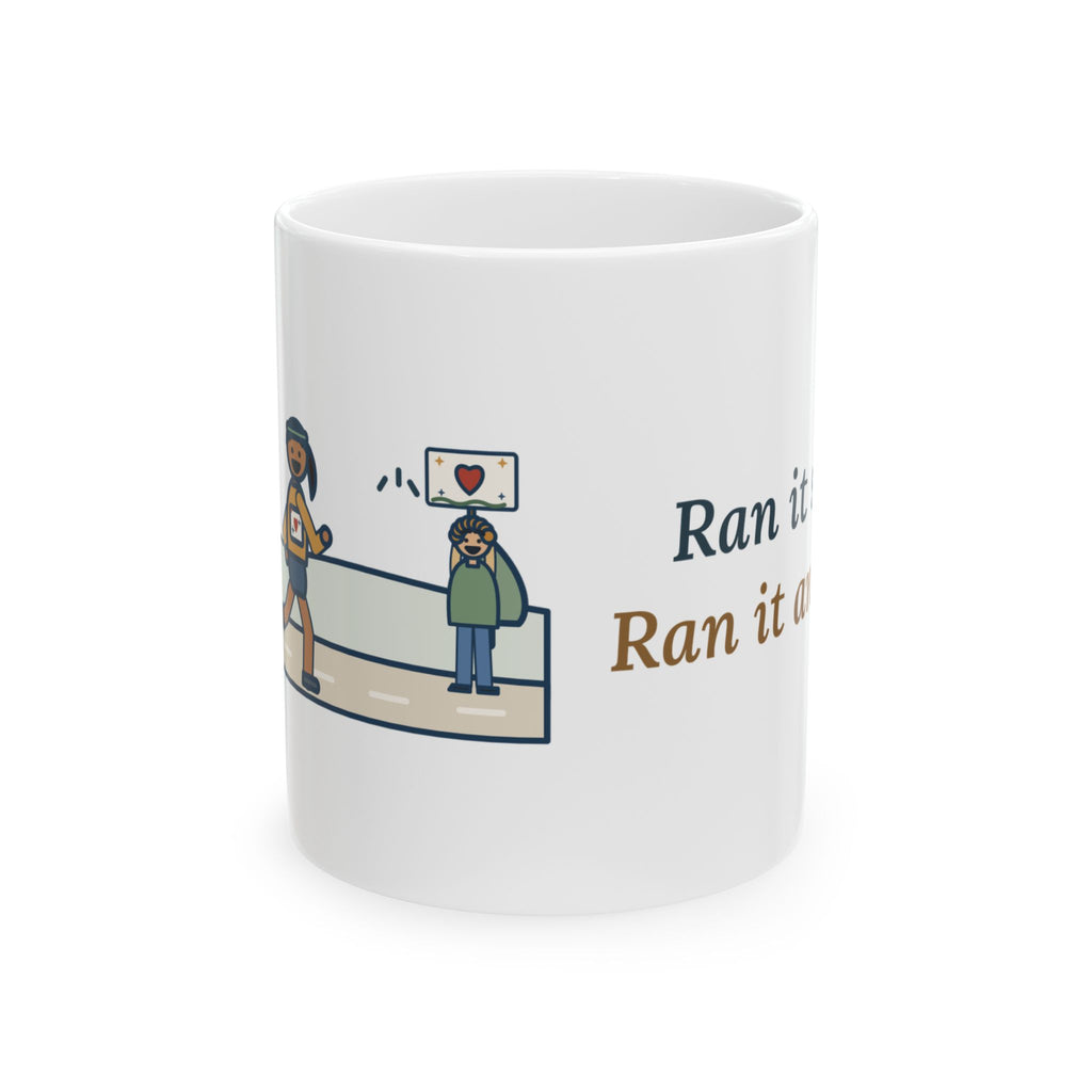Ran It Slow. Ran It Anyway. Mug, Running Quote Coffee Mug 11oz, Turtle Pace