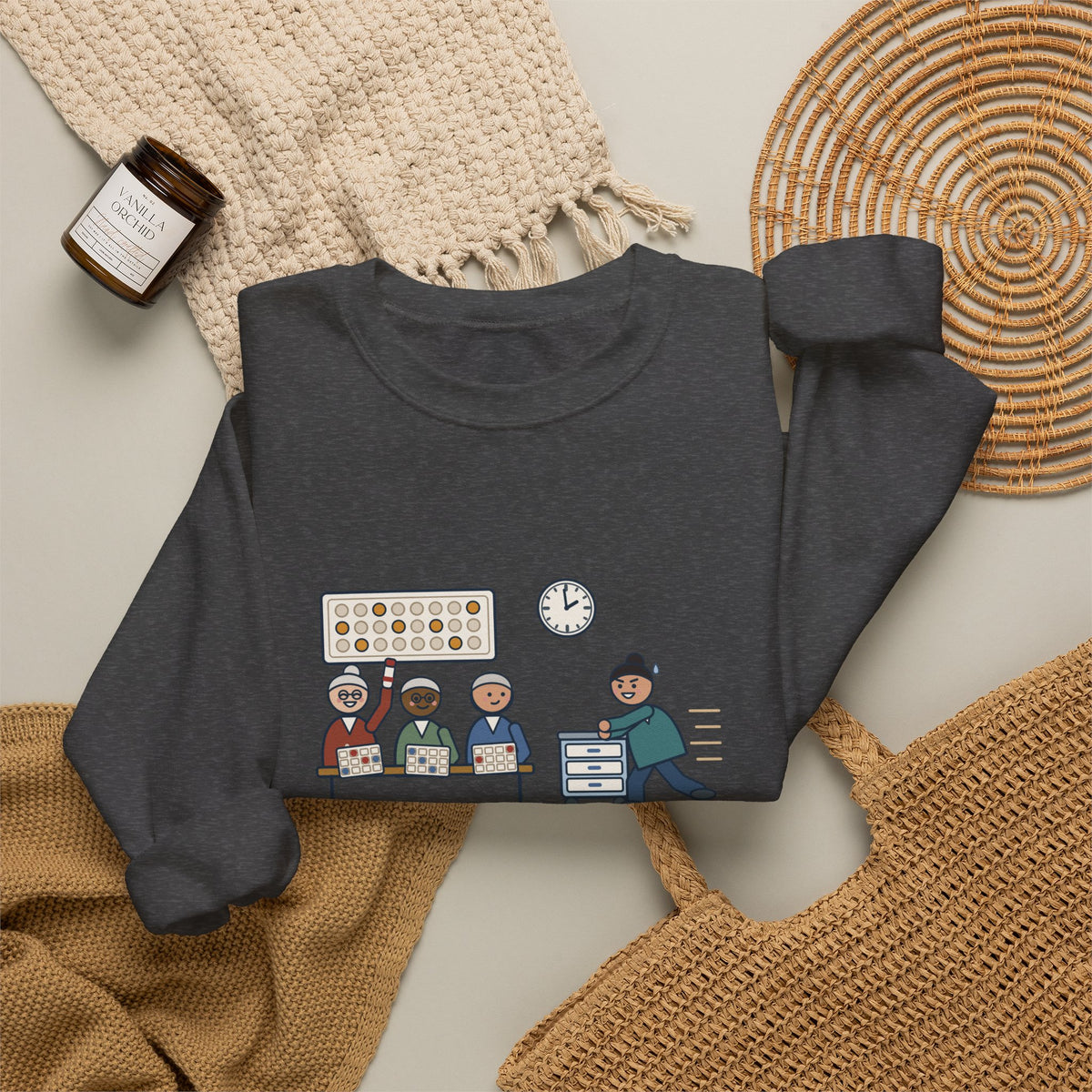 Assisted Living Nurse Crewneck Sweatshirt - Bingo at Two, Med Pass Done by One Fifty-Nine