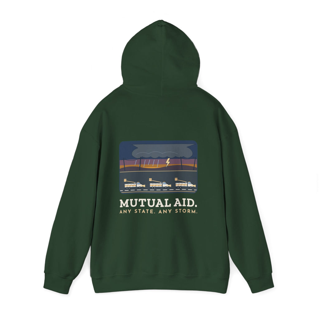 Lineworker Hoodie - Mutual Aid. Any State. Any Storm. Lineman Gift Hoodie