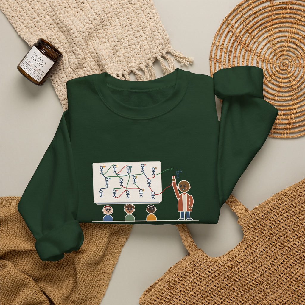Mythology Teacher Crewneck Sweatshirt - Greek Gods Family Tree Ran Out of Whiteboard