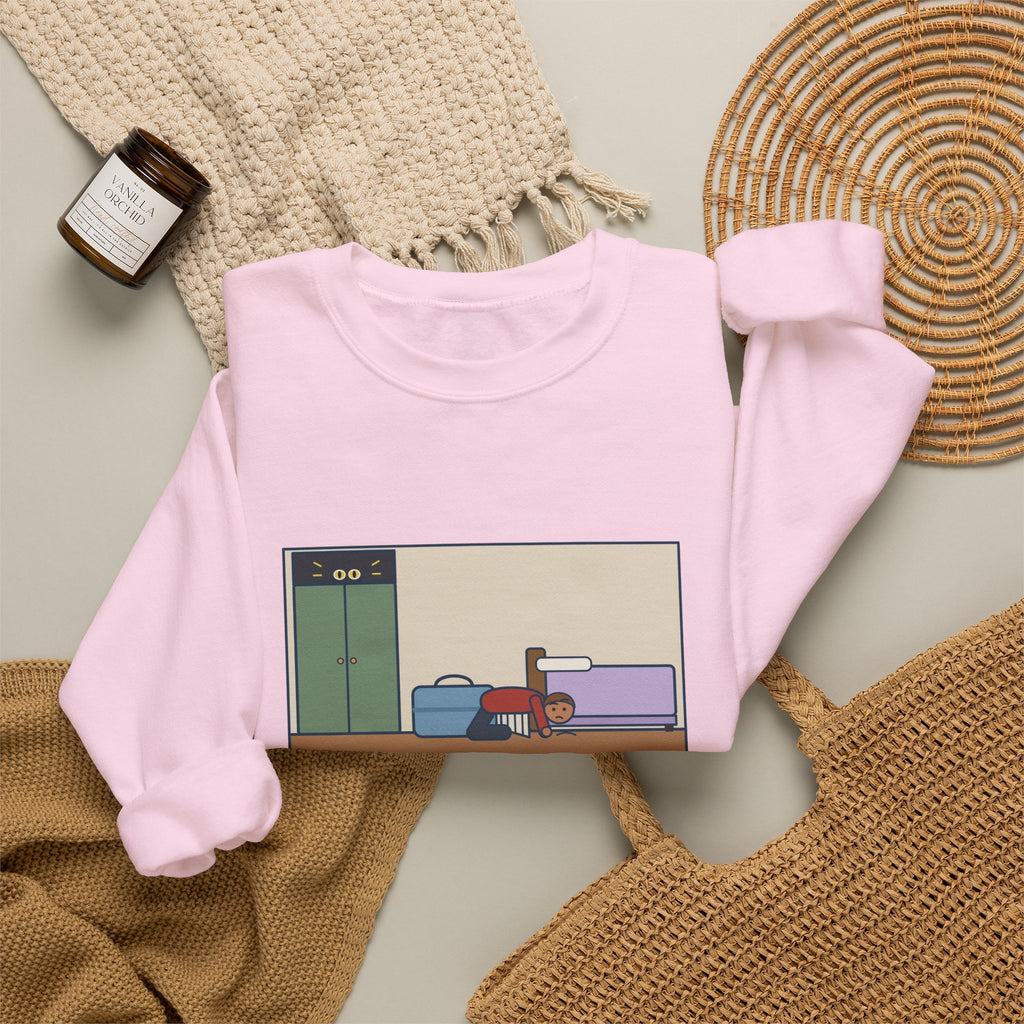 Vet Day Cat Sweatshirt, Got the Cat Carrier Out, The Cat Vanished for Three Hours, Funny Cabinet Hideout Crewneck