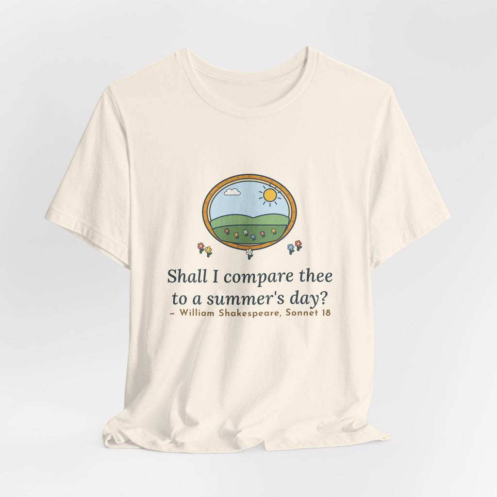 Shakespeare Quote T-Shirt, Shall I Compare Thee to a Summer's Day, Love Framed Meadow Tee