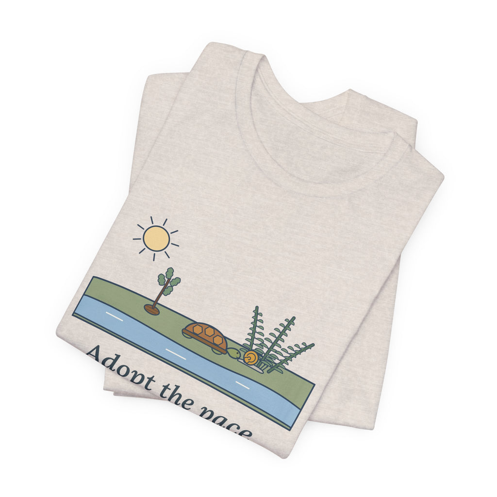 Emerson Quote T-Shirt, Adopt the Pace of Nature, Her Secret Is Patience, Nature Tortoise and Snail Tee