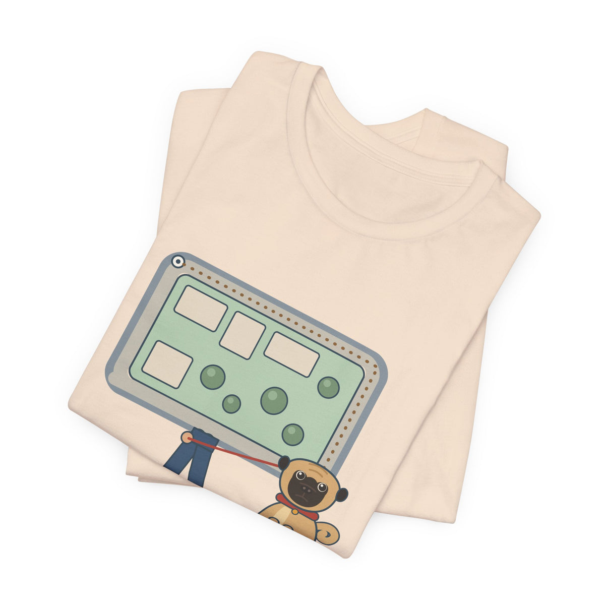 Pug T-Shirt - Halfway Around the Block, the Pug Sat Down Funny Dog Walk Tee