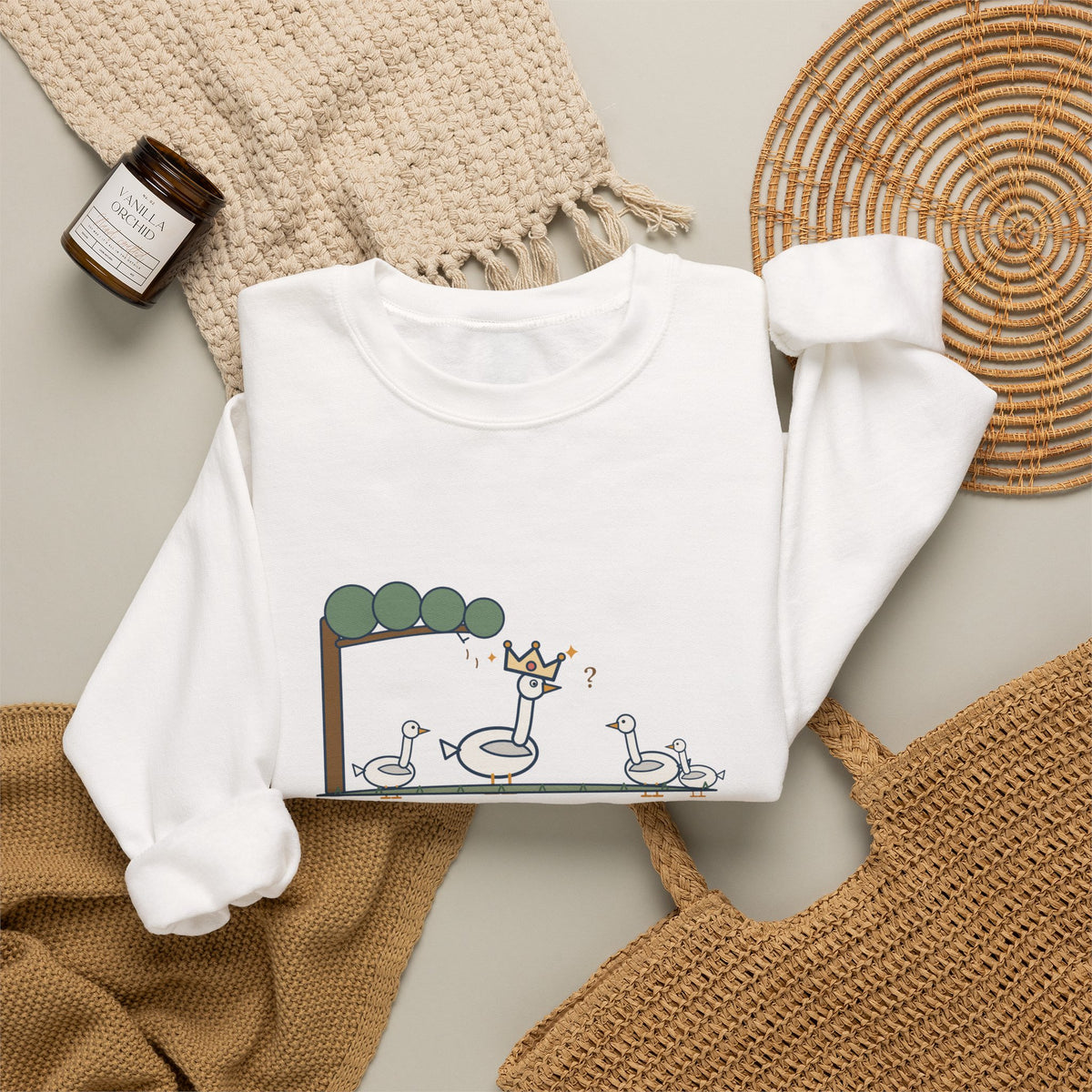 Some Are Born Great Sweatshirt, Literary Shakespeare Quote Crewneck with Crowned Goose