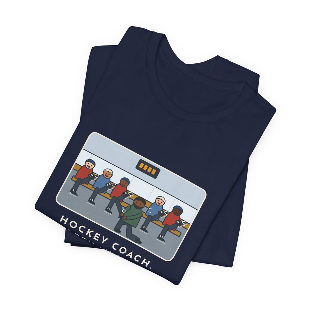 Funny Hockey Coach T-Shirt, Forty Minutes on the Rink, Thirty-Five of Them Tying Skates, Rink Bench Tee