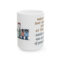Grandma Stood at the Stove Until Everyone Ate a Spoonful of Peas for Luck 15oz Mug, Large Funny New Year's Day Coffee Mug