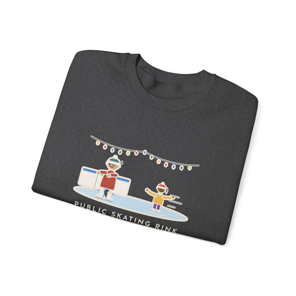 Ice Skating Sweatshirt, Held the Wall for an Hour, A Six-Year-Old Skated Past Me Backward, Funny Outdoor Rink Crewneck