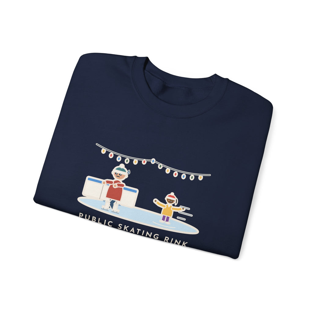Ice Skating Sweatshirt, Held the Wall for an Hour, A Six-Year-Old Skated Past Me Backward, Funny Outdoor Rink Crewneck