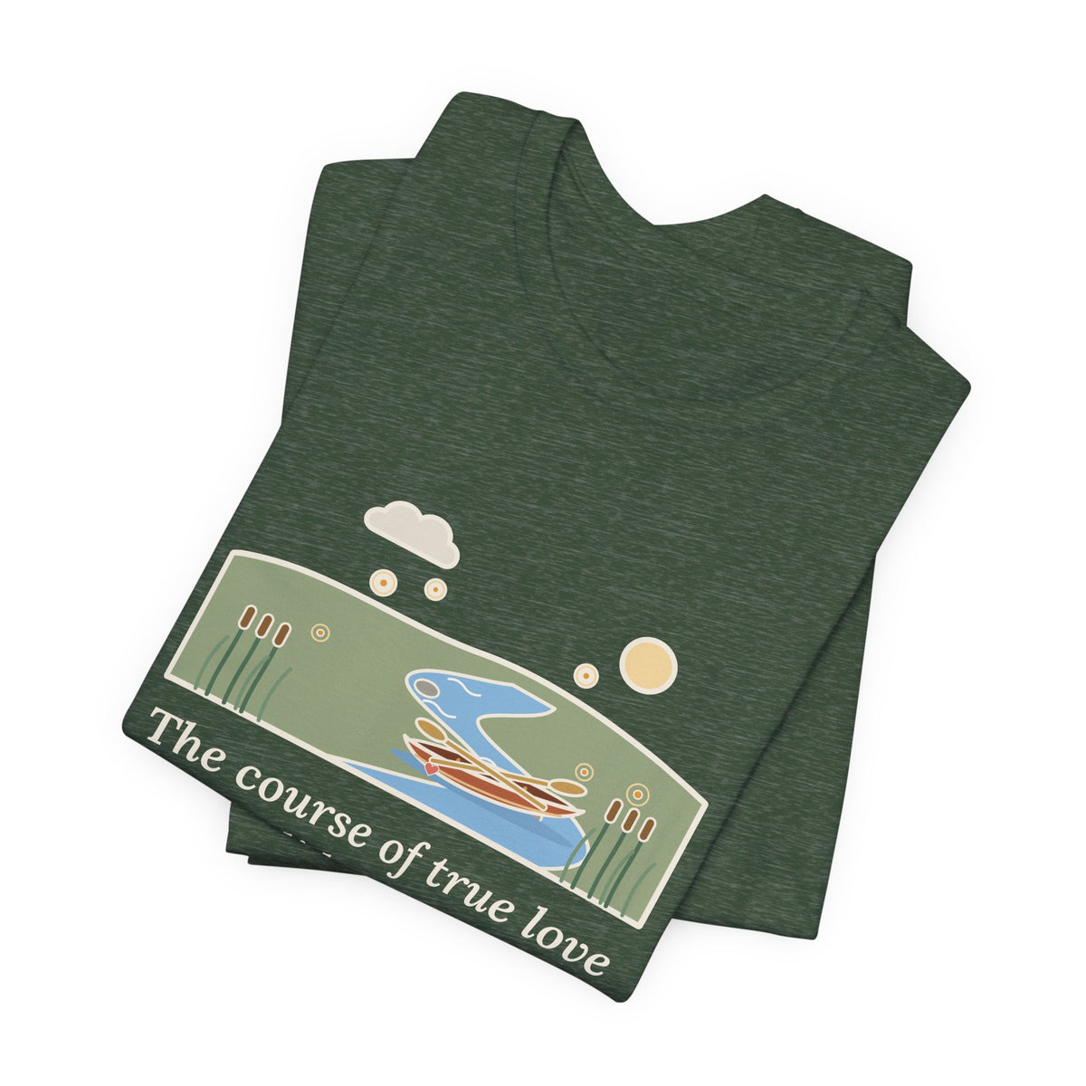 Shakespeare Quote T-Shirt, The Course of True Love Never Did Run Smooth, Love Canoe on the River Bend Tee