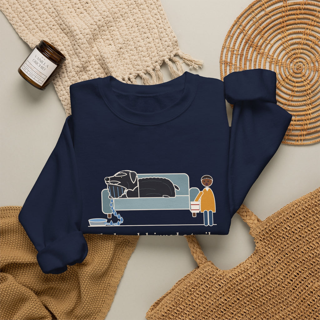 Bouvier des Flandres Crewneck Sweatshirt - Beard Dripped a Trail From the Water Bowl to the Couch