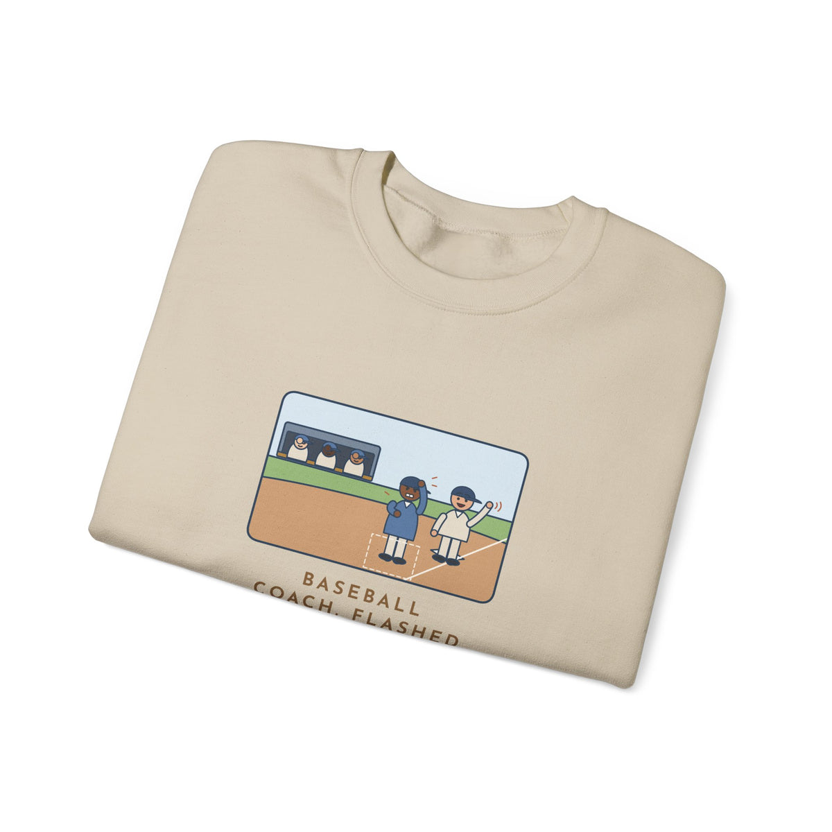 Baseball Coach Sweatshirt, Flashed Fourteen Signs to Third Base, The Runner Waved Back, Funny Third Base Box Crewneck