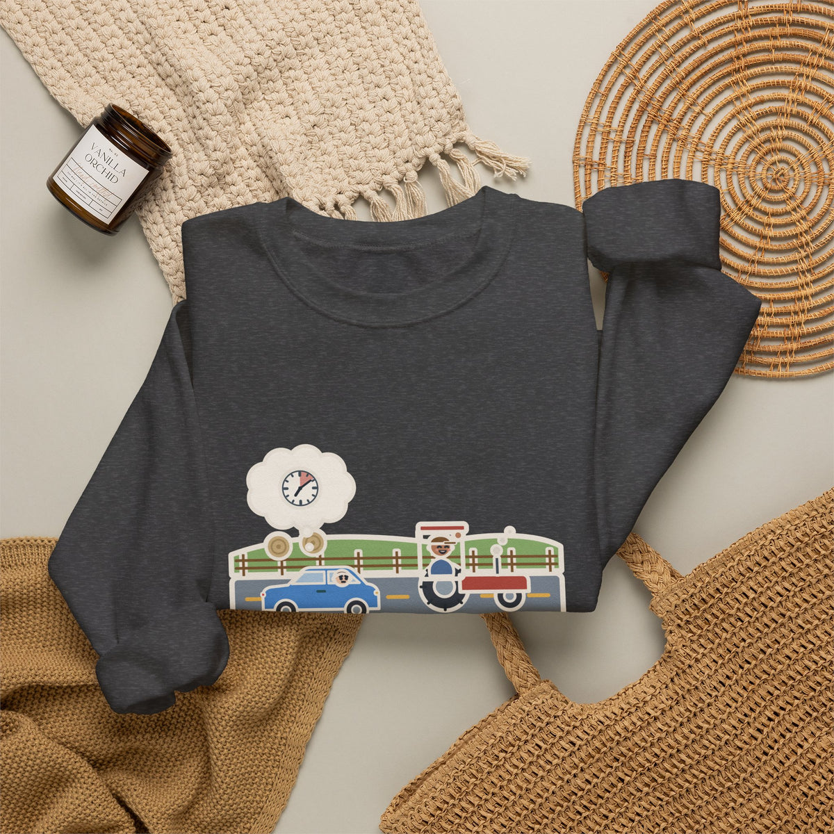 Commuter Sweatshirt, Left Ten Minutes Early, Spent Nine of Them Behind a Tractor, Funny Country Road Crewneck