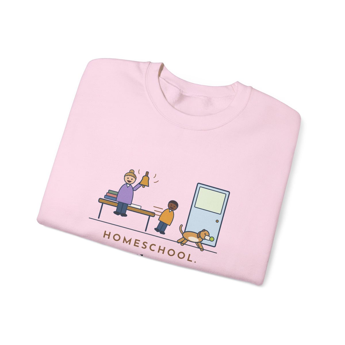 Homeschool Crewneck Sweatshirt - Recess Bell for One Kid and the Dog