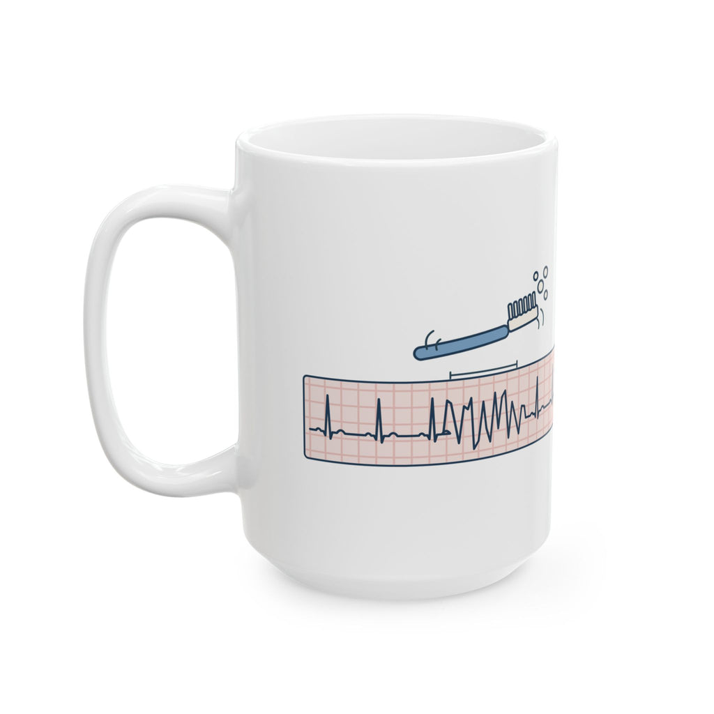 Large 15oz Telemetry Nurse Mug - It's Not V-Tach. He's Brushing His Teeth.