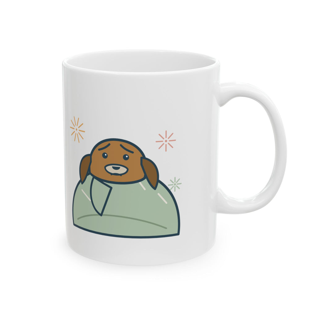 New Year 2027 Dog Lover Coffee Mug - Rang in 2027 in the Closet with the Dog, Fireworks Night Mug