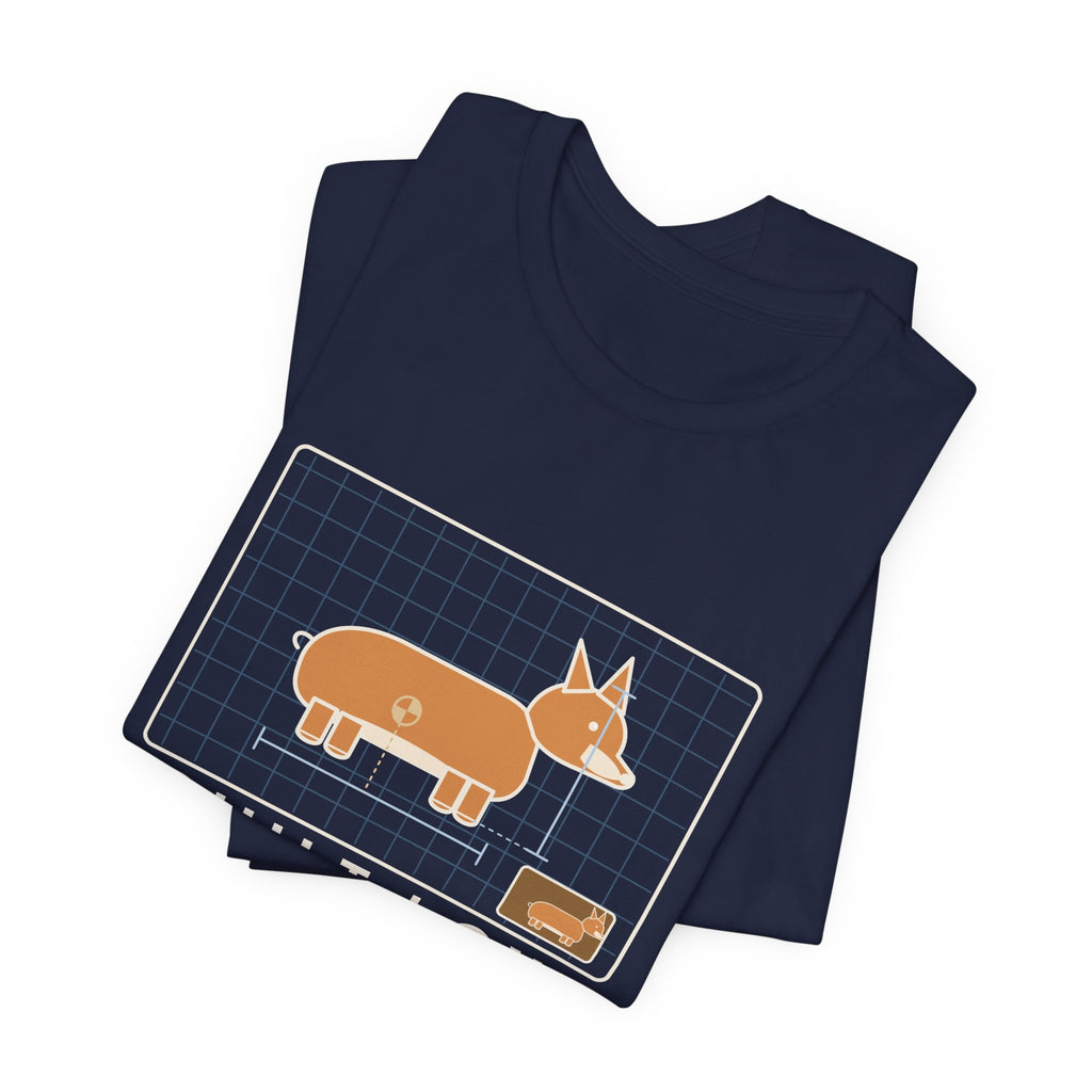 Corgi T-Shirt - Built Low for Stability Corgi Owner Blueprint Tee