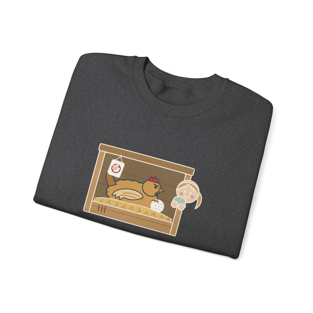 Backyard Chickens Crewneck Sweatshirt - She's Been Sitting on a Golf Ball for Three Days