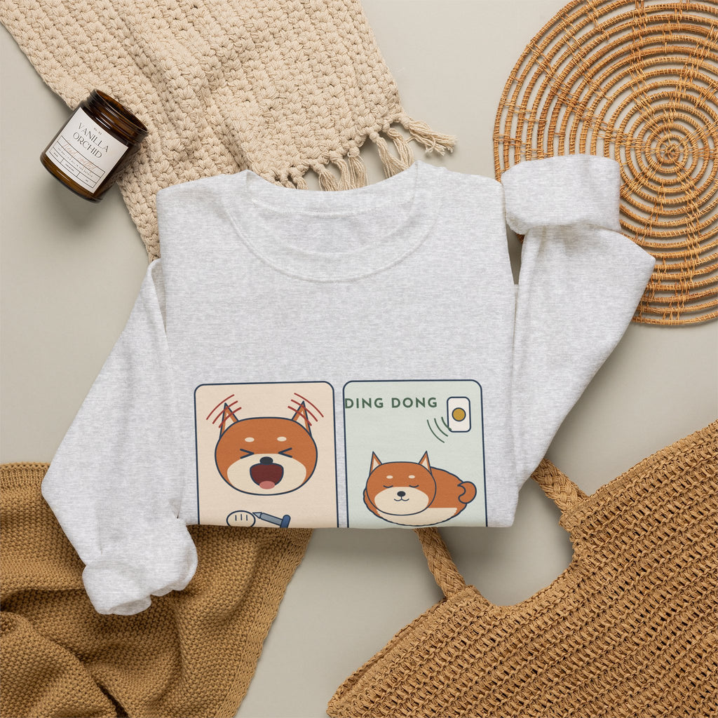 Shiba Inu Crewneck Sweatshirt - Screams at Nail Trims. Ignores the Doorbell.