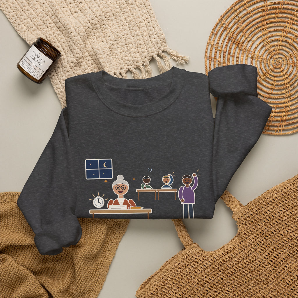 Adult Education Teacher Crewneck Sweatshirt - Grandma Finished the Math Section First