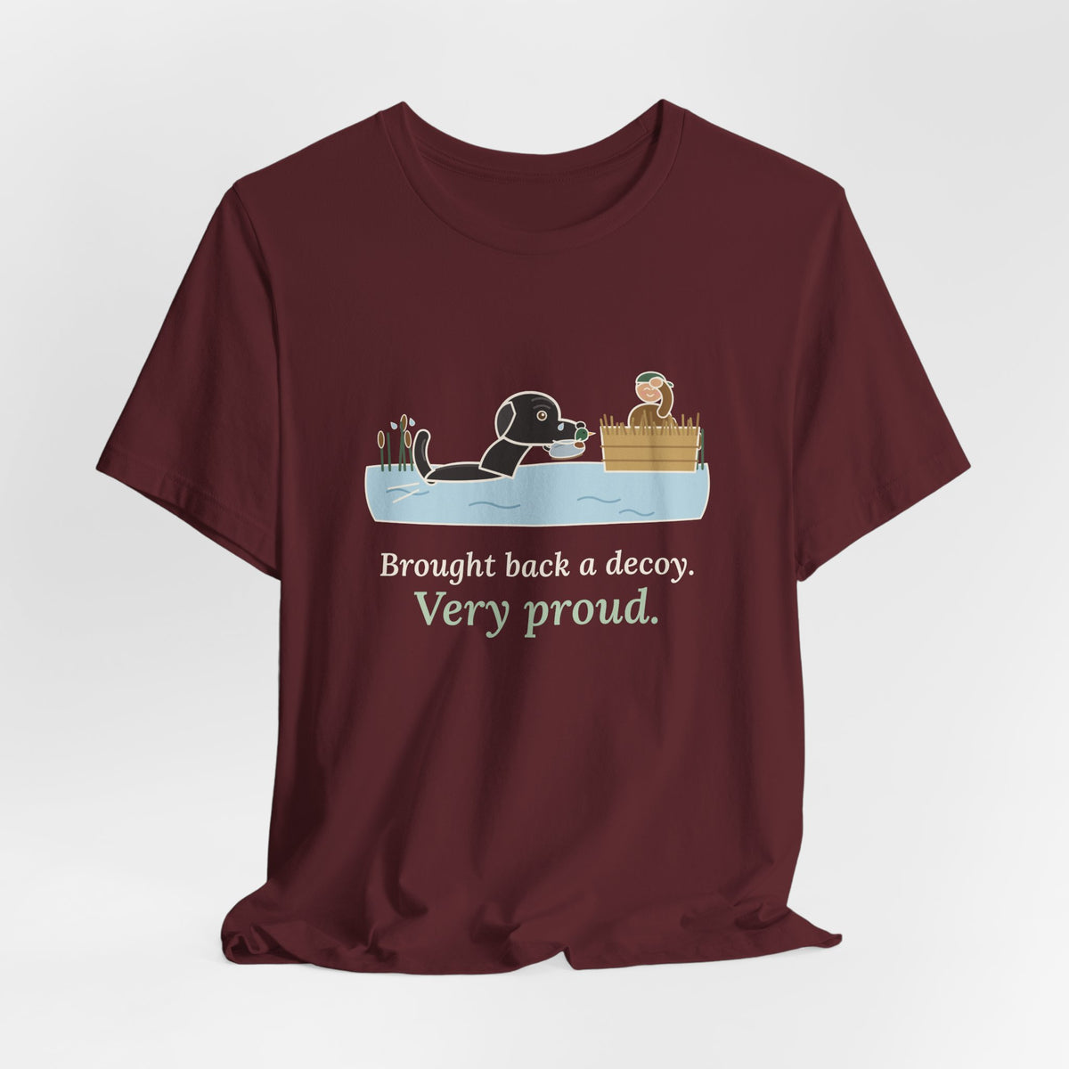 Labrador Duck Dog T-Shirt - Brought Back a Decoy. Very Proud. Funny Lab Tee